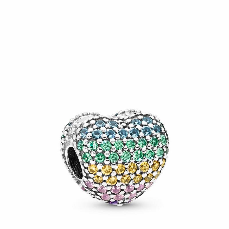 Pandora Open My Heart Pavé Clip Charm NZ Sale, Sterling Silver (425619-ZRF)